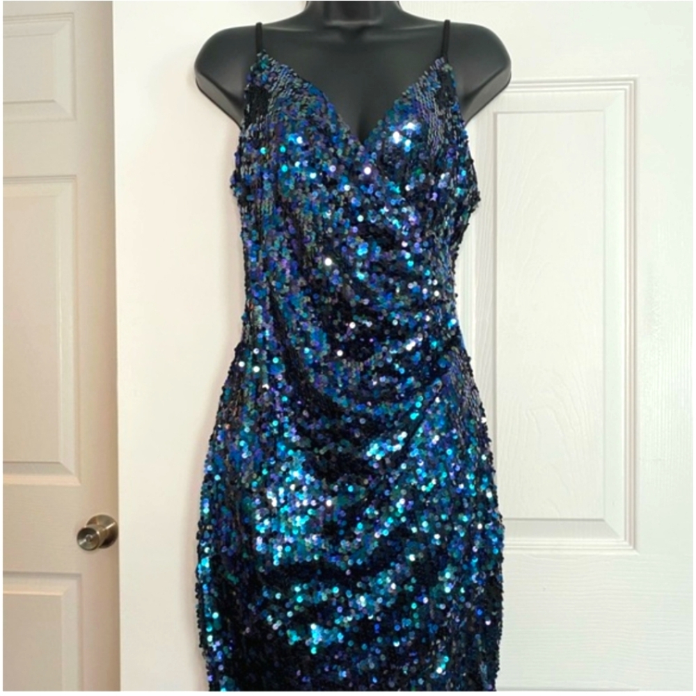 I.N. San Francisco Sequin Mini Dress - Blue and Green